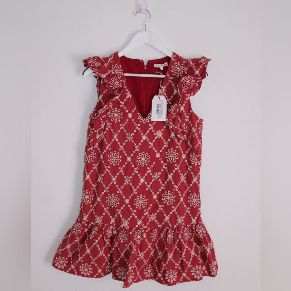 Free the Roses | Ruffle Sleeve Embroidered V Neck Dress Size S - Picture 5 of 9